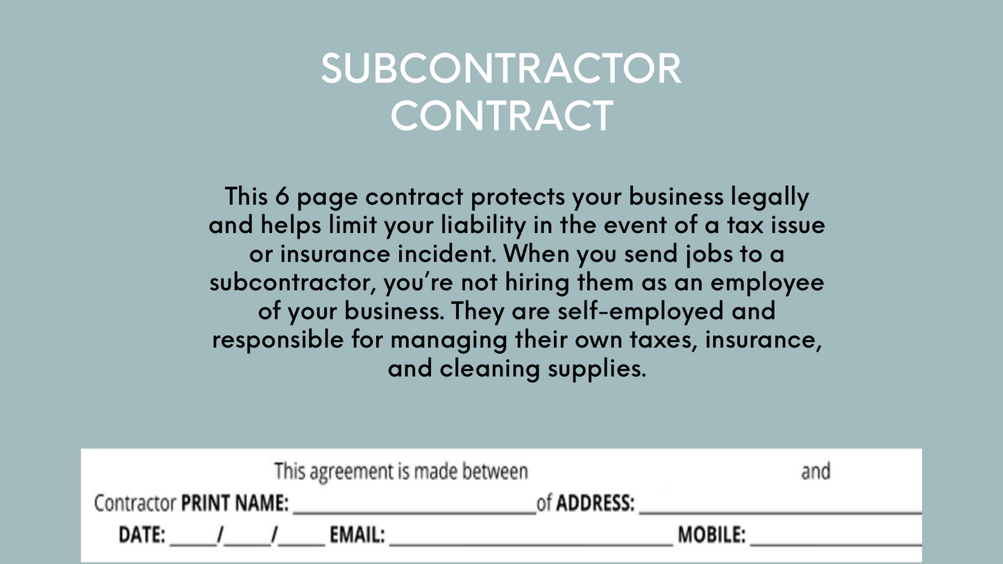 Subcontractor Contract Template